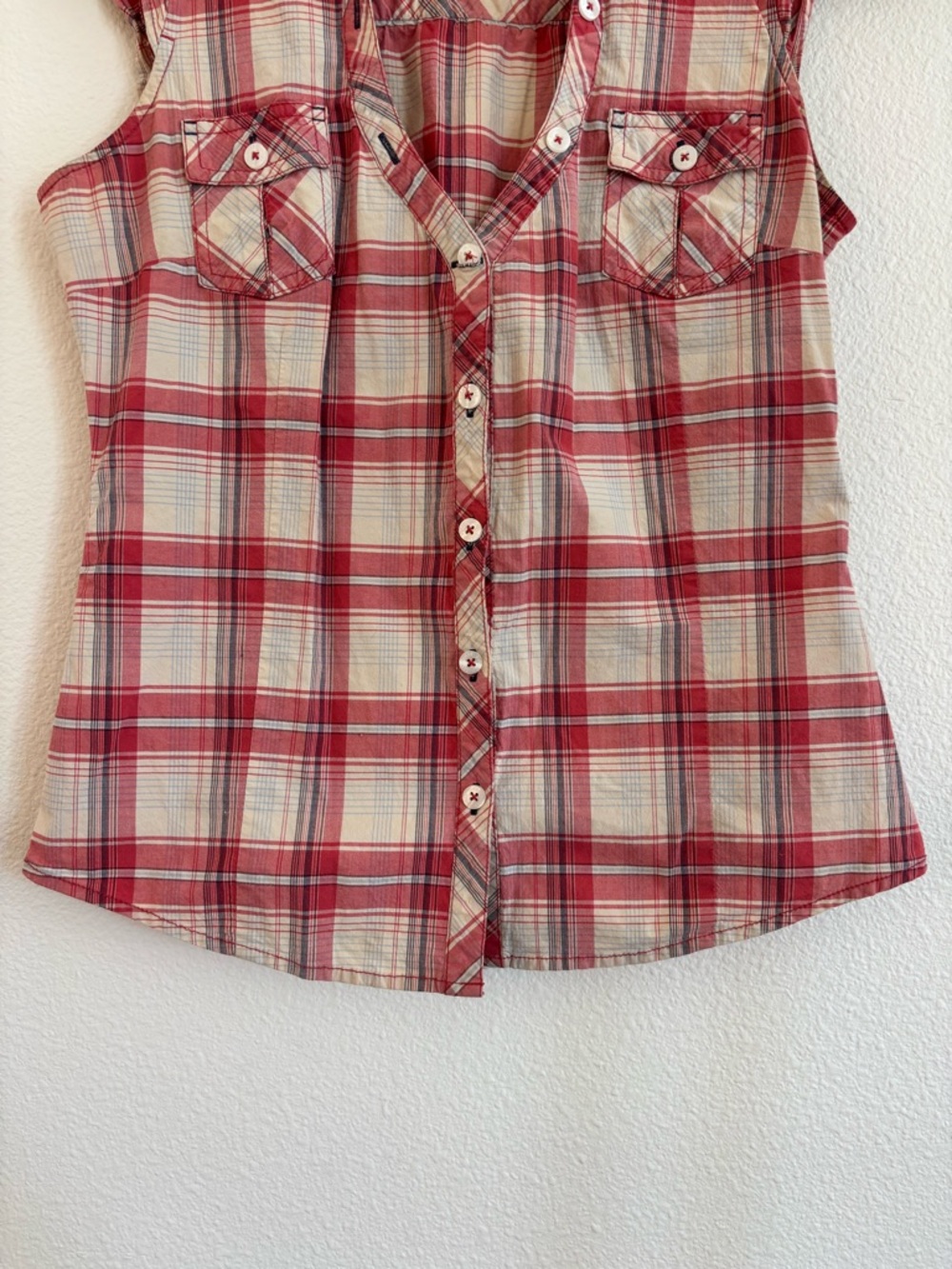 vintage guess plaid button up blouse Y2K size large - Picture 4 of 6